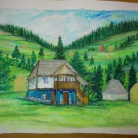Pictand tabloul Casa taraneasca la munte!