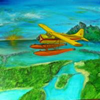 Pictand tabloul Apus de soare exotic deasupra arhipelagului Bora Bora!