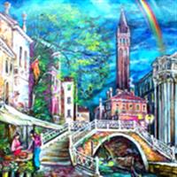 Pictand tabloul ”Mic pod din Venetia!”