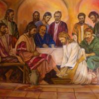 Pictand tabloul Ritualul spalarii picioarelor Apostolilor de catre Hristos!