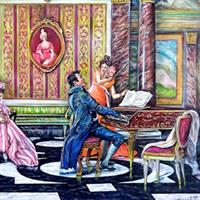 Pictand tabloul ”Domnisoare aristrocate din Viena incantate de interpretarea lui Chopin!”
