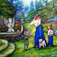 Pictand tabloul ”Gingasie si feminitate intr-o frumoasa gradina tipic englezeasca!”